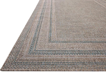Loloi Amber Lewis Topanga Collection TOP-05 Natural/Teal 3'-11" x 5'-11" Indoor/Outdoor Accent Rug