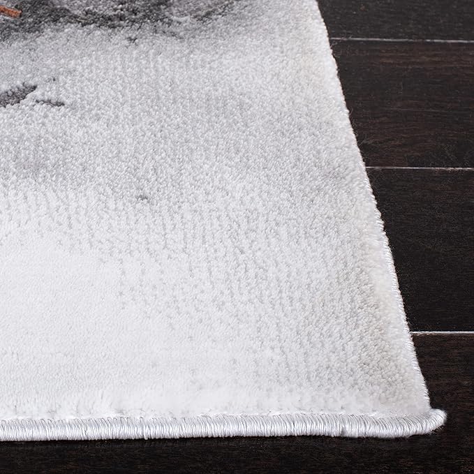 SAFAVIEH Craft Collection Area Rug - 10'6" x 14', Grey & Orange, Modern Abstract Marble Pattern Design, Non-Shedding & Easy Care, Ideal for High Traffic Areas in Living Room, Bedroom (CFT877P)