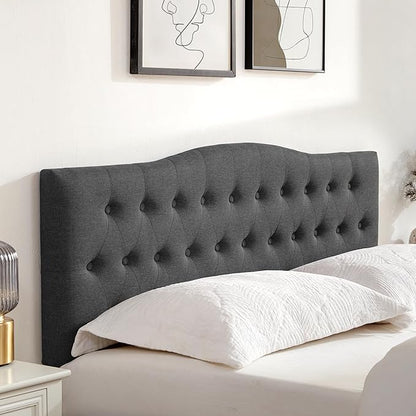 Tufted Upholstered Headboard Twin Size, Sturdy and Durable Solid Wood Twin XL headboard, Fabric Headboard Adjustable Height from 37” to 51”, Modern Button Diamond Design Head Board, Black