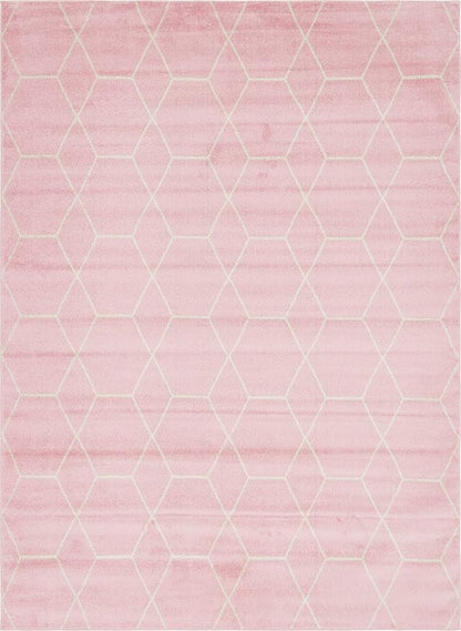 Unique Loom Trellis Frieze Collection Area Rug - Geometric (9' x 12' 2", Light Pink/ Ivory)