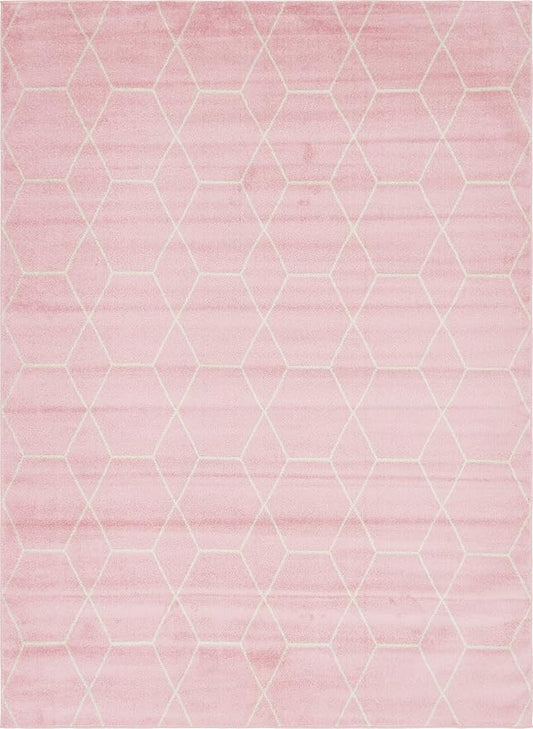 Unique Loom Trellis Frieze Collection Area Rug - Geometric (9' x 12' 2", Light Pink/ Ivory)