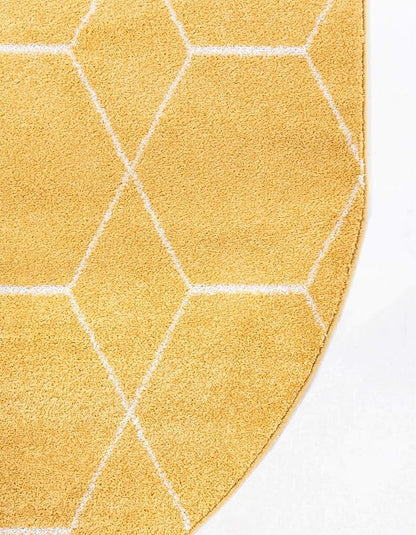 Unique Loom Trellis Frieze Collection Area Rug - Geometric (5' x 8' Oval, Yellow/ Ivory)