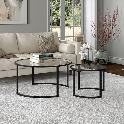 Mitera Round Nested Coffee Table in Blackened Bronze