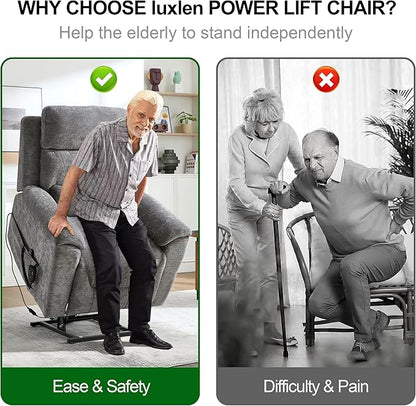 PELUMY Power Lift Recliner Chair for Elderly with Massage and Heat, Dual Motor Heavy Duty 350lbs Recliner, 8-Point Vibration & Lumbar Heating, Electric Lift Chair (Chenille, Dark Grey)