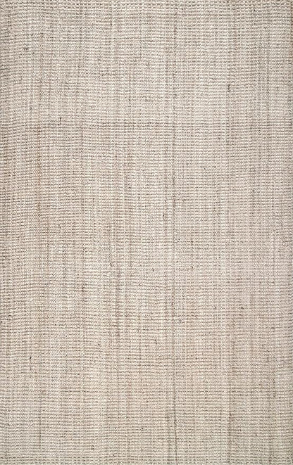 nuLOOM Ashli Solid Farmhouse Jute Area Rug, 8' Square, Off-white