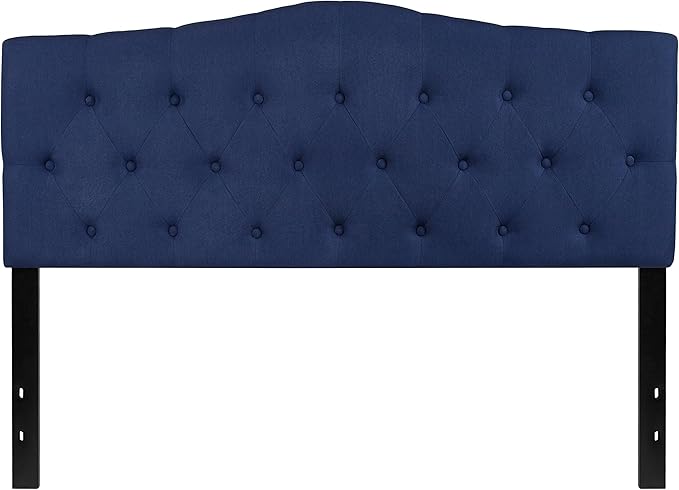 BizChair Tufted Upholstered Queen Size Headboard in Navy Fabric