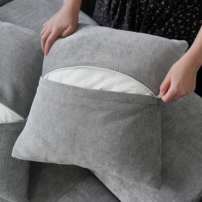 JACH 2 Seater Sofas Sectional Couches, Modern Love Seat Office Couch, Loveseat Modular Couch, Cozy Sleeper Sofa for Apartment, Bedroom, Living Room (Linen Fabric, Grey)