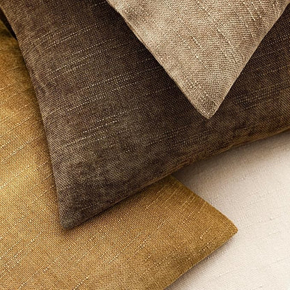 Foindtower Pack of 2 Soft Textured Chenille Throw Decorative Pillow Covers Square Accent Solid Cushion Cover Neutral Farmhouse Pillow Case for Couch Sofa Bedroom Living Room 26x26 Inch,Taupe Brown