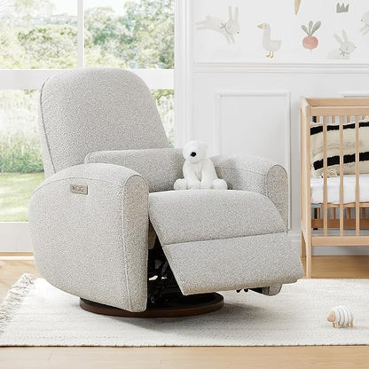 Watson & Whitely Swivel Glider Chairs, Nursery Rocking Chairs Power Recliner with Pillow Lumbar Support Charging Ports & Solid Wood Base for Living Room, Grey