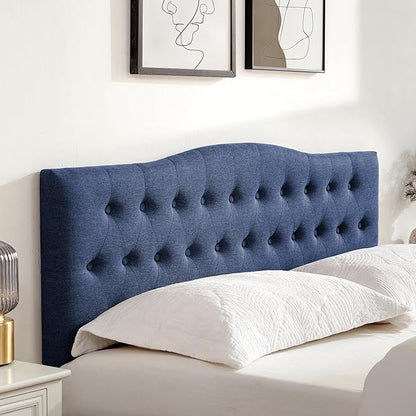 Tufted Upholstered Headboard California King Size, Sturdy and Durable Solid Wood Bed headboard, Fabric Headboard Adjustable Height from 37” to 51”, Button Diamond Design Head Board, Blue