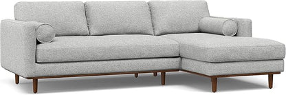 SIMPLIHOME Morrison Right Sectional Sofa in Woven-Blend Recycled Polyester Fabric, Mist Grey, 102-inches Wide, L-Shaped Couch with Right Chaise for the Living Room and Family Room