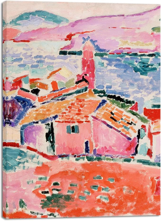 Wieco Art Canvas Print Wall Art View of Collioure 1905 by Henri Mattise Abstract Colorful Art Matisse Posters Canvas Prints for Wall and Home Office Decorations