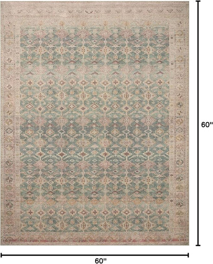 Loloi Angela Rose Aubrey Collection AUB-02 Aqua/Sand 5'-0" x 5'-0", .19" Pile Height, Round Area Rug