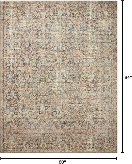Loloi Angela Rose Aubrey Collection AUB-01 Navy/Multi 5'-0" x 7'-0", .19" Pile Height, Area Rug