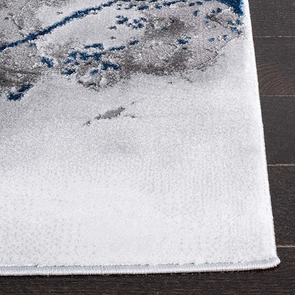 SAFAVIEH Craft Collection Accent Rug - 2'7" x 5', Ivory Grey & Blue, Modern Abstract Design, Non-Shedding & Easy Care, Ideal for High Traffic Areas in Entryway, Living Room, Bedroom (CFT877M)