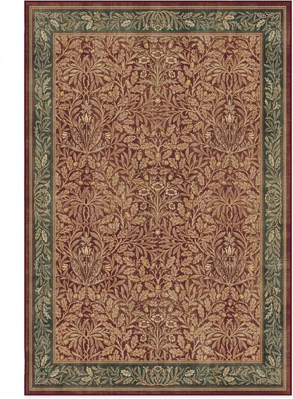 RUGGABLE x Morris & Co Machine Washable Christmas Area Rug – Acorn Amber Red 6x9, Stain-Resistant, Non-Slip – Medium Rugs for Living Room, Bedroom, Hallway, Entryway & Office–with Standard Pad