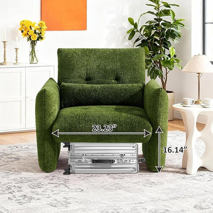 33.9" Accent Chairs, Modern Upgrade Sherpa Fabric Arm Chair Comfy Upholstered Armchair Leisure Single Sofa Chair with a Waist Pillow for Bedroom, Office and Living Room