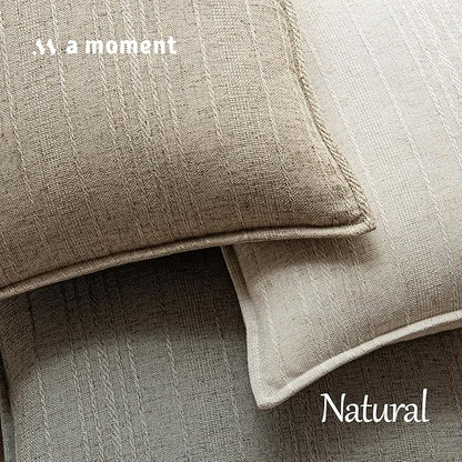 a moment Linen Pillow Covers Set of 2,Boho Farmhouse Throw Pillowcases Neutral Textured Decorative Covers for Couch Sofa Bed, Soft Linen Blend Accent Case Cushion Living Room Home Decor 20"x20"Khaki