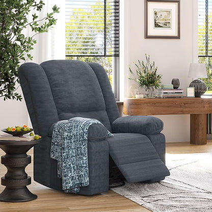 FLEXISPOT 360° Swivel Rocker Recliner for Adults, Massage Rocker Recliner Chair with Heating, Nursery Chair Swivel Glider Sofa for Living Room, Bedroom, Nursery, Slate