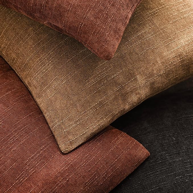 Foindtower Pack of 2 Soft Textured Chenille Throw Decorative Pillow Covers Square Accent Solid Cushion Cover Cozy Neutral Farmhouse Pillow Case for Couch Sofa Bedroom Living Room 26x26 Inch,Red Taupe