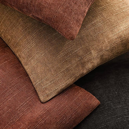 Foindtower Pack of 2 Soft Textured Chenille Throw Decorative Pillow Covers Square Accent Solid Cushion Cover Cozy Neutral Farmhouse Pillow Case for Couch Sofa Bedroom Living Room 26x26 Inch,Red Taupe
