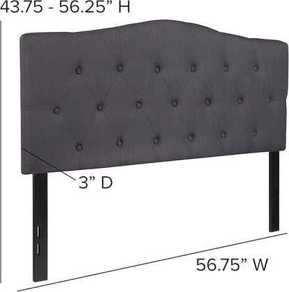 BizChair Tufted Upholstered Full Size Headboard in Dark Gray Fabric