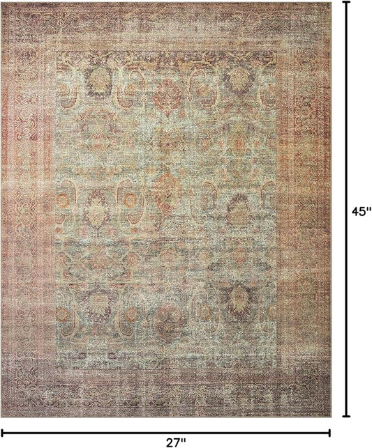 Loloi Amber Lewis Georgie Collection GER-03 Jade/Sunset 2'-3" x 3'-9", .19" Pile Height, Accent Rug