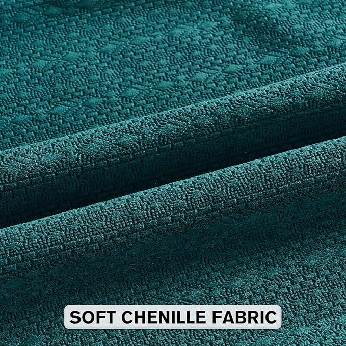FUTEI Teal Chenille Throw Pillow Covers 22x22 Inch Set of 2,Soft Striped & Diamond Textured Cushion Cases,Modern Home Decor for Couch Living Room