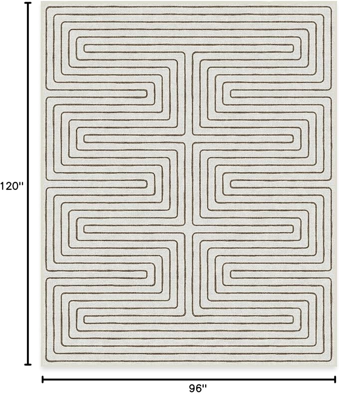 RUGGABLE x Jonathan Adler Machine Washable Modern Area Rug – Labyrinth Camel/Ivory 8x10, Stain-Resistant, Non-Slip – Large Rugs for Living Room, Bedroom, Hallway, Entryway & Office–with Cushioned Pad