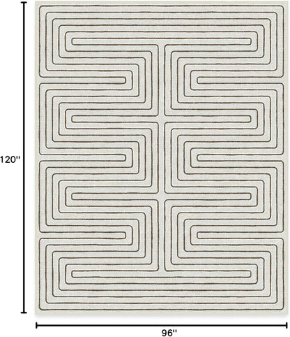 RUGGABLE x Jonathan Adler Machine Washable Modern Area Rug – Labyrinth Camel/Ivory 8x10, Stain-Resistant, Non-Slip – Large Rugs for Living Room, Bedroom, Hallway, Entryway & Office–with Cushioned Pad