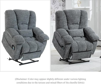 Big Man 500 lbs Power Lift Recliner for Big & Tall Elderly Adults 28 Inch Wide Seat, Lay Flat Lift Recliner Chair with Extended Footrest, Heat Massage, USB Type-C, Flip Arm Storage & Cup Holders