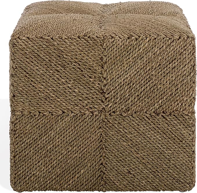 SAFAVIEH Couture Collection - Malta Natural Woven Seagrass Square Ottoman, Fully Assembled (CWK2028A)