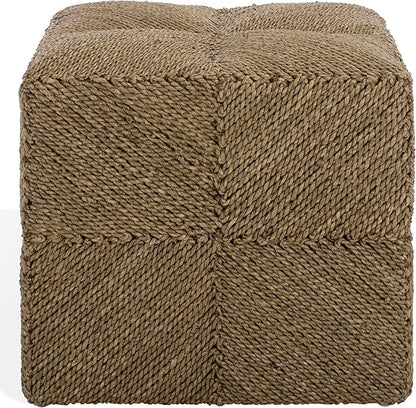 SAFAVIEH Couture Collection - Malta Natural Woven Seagrass Square Ottoman, Fully Assembled (CWK2028A)