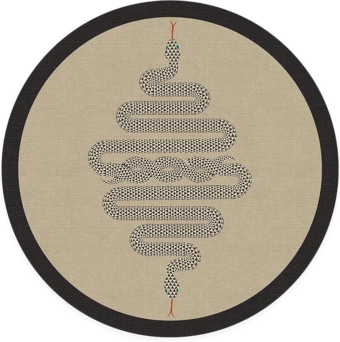 RUGGABLE x Jonathan Adler Machine Washable Modern Area Rug – Venom Neutral 6 ft Round, Stain-Resistant, Non-Slip – Medium Rugs for Living Room, Bedroom, Hallway, Entryway & Office–with Standard Pad