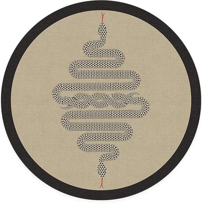 RUGGABLE x Jonathan Adler Machine Washable Modern Area Rug – Venom Neutral 6 ft Round, Stain-Resistant, Non-Slip – Medium Rugs for Living Room, Bedroom, Hallway, Entryway & Office–with Standard Pad