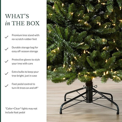 Balsam Hill 4.5ft Pre-Lit Classic Blue Spruce - Artificial Christmas Tree with 300 Clear Incandescent Lights, Easy Plug Technology, Premium Stand for Indoor Holiday Decorating