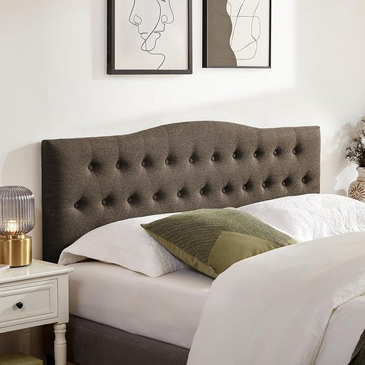 Tufted Upholstered Headboard Full Size, Sturdy and Durable Solid Wood Bed headboard, Fabric Headboard Adjustable Height from 37” to 51”, Button Diamond Design Head Board, Chocolate