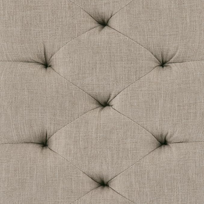 SIMPLIHOME Waverly 48 inch Wide Traditional Rectangle Tufted Ottoman Bench in Natural Linen Look Fabric, Assembled, For the Living Room and Bedroom