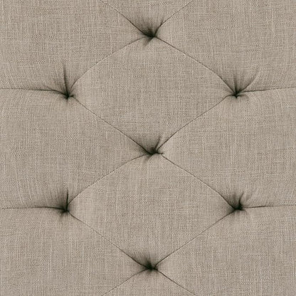 SIMPLIHOME Waverly 48 inch Wide Traditional Rectangle Tufted Ottoman Bench in Natural Linen Look Fabric, Assembled, For the Living Room and Bedroom
