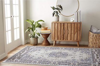 Home Dynamix Premium Sakarya Traditional Medallion Border Area Rug, Silver, 7'8"x10'7" Rectangle