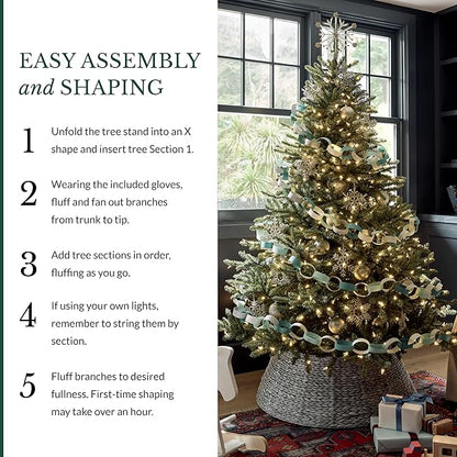 Balsam Hill 5.5 ft Unlit Classic Blue Spruce - Artificial Christmas Tree with Premium Stand for Indoor Holiday Decorating