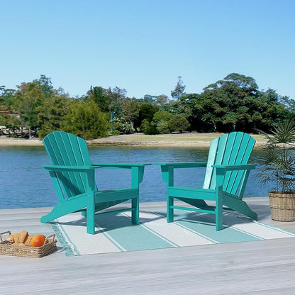 Costaelm Outdoor Adirondack Chair, HDPE Patio Chair, Weather Resistant Lawn Firepit Outside Chairs for Porch, Poolside, Garden, Backyard Deck, Turquoise