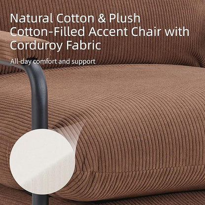 FLEXISPOT Accent Chair for Living Room,Arm Chair for Bedroom,with Padded Arms, Thicken Comfortable Cushion,Metal Frame,Reading Bedroom Chair Armchair for Home/Office/Cafe/Apartment/Waiting Room,Brown