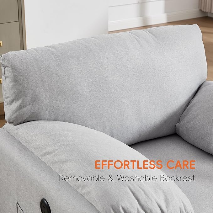 Oversized Accent Chair Mid-Century Modern Armchair for Living Room,USB and Type-C Ports,Comfy Reading Chairs for Bedroom with Side Pockets,Extra-Wide Single Sofa Chair (LightGrey, Set of 1)