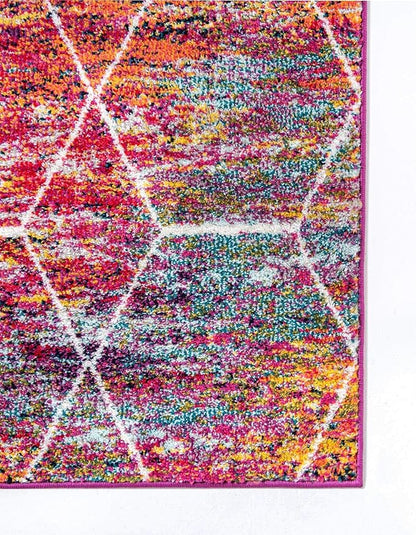 Unique Loom Trellis Frieze Collection Area Rug - Geometric (6' Square, Multi/ Ivory)