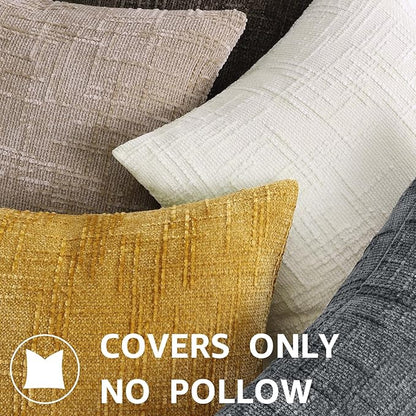 decorUhome Christmas Cream White Chenille Throw Pillow Covers 22x22 Set of 2 Thick Textured Slubby Couch Pillow Covers Farmhouse Accent Modern Neutral Decorative Pillow Cases for Bed Sofa Living Room