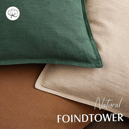 Foindtower Set of 2, Decorative Linen Soild Throw Pillow Covers Soft Accent Euro Cushion Case Farmhouse Neutral Pillowcase for Chair Couch Sofa Bedroom Living Room Home Decor 24 x 24 Inch Pine Green