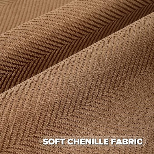 FUTEI Rust Chenille Throw Pillow Covers 26x26 Inch Set of 2,Soft Wide Chevron Textured Euro Pillow Shams,Farmhouse Home Decor for Couch Bed Living Room