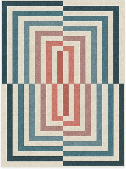 RUGGABLE x Jonathan Adler Washable Modern Area Rug – Op Art Teal 9x12, Stain-Resistant, Non-Slip – Large Machine Washable Rugs for Living Room, Bedroom, Hallway, Entryway & Office–with Standard Pad
