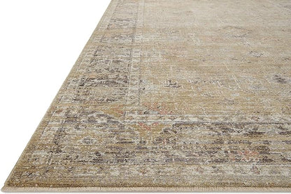Loloi Magnolia Home by Joanna Gaines Millie Collection MIE-03 Gold/Charcoal 7'-10" x 7'-10", .25" Pile Height, Round Area Rug